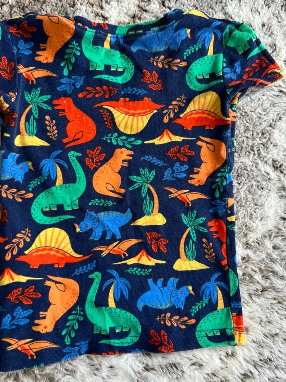 Tommy Bahama Kids Navy Pajama Set with Green, Orange, Yellow & Blue Dinosaurs 3T